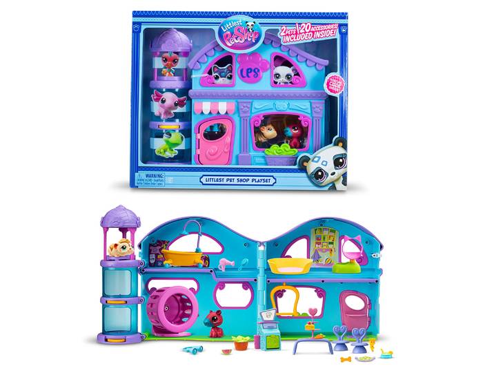 Bandai - Littlest Pet Shop - La Grande Maison des Pet Shop - Coffret de jeu avec 2 Pet Shop inclus et + 20 accessoires - Mini-figurines Animaux à Col