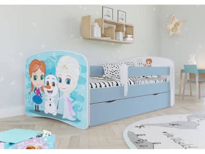 KOCOT KIDS Babybett 2, blau, Die Eiskönigin, mit Schublade und Matratze, 140/70 cm