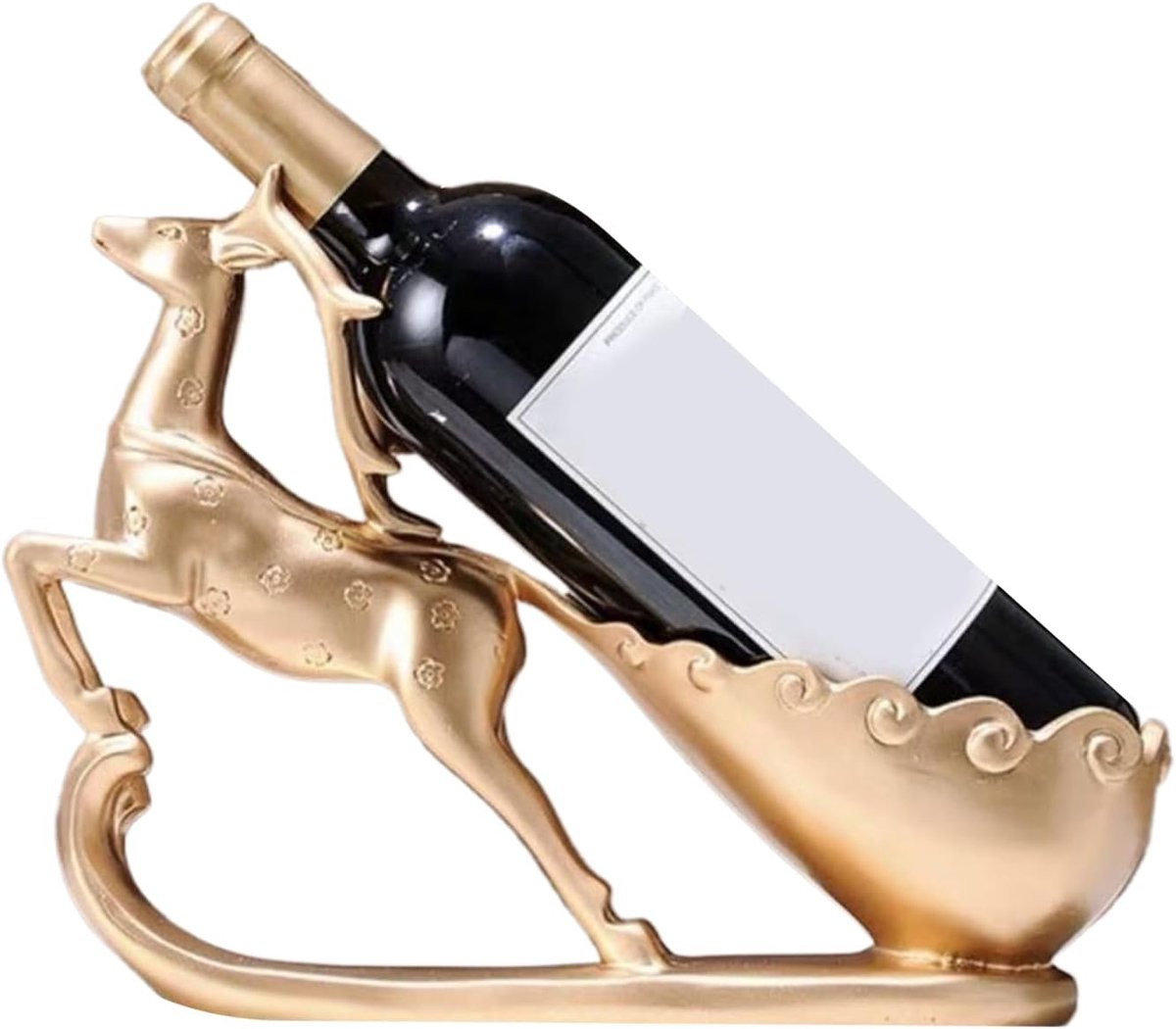 Decoratieve Wijnflessenhouder Rendier - Goud - Hoogte: 32 cm
