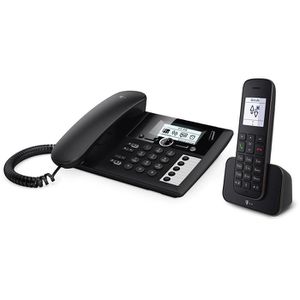 Telekom Telefon Sinus PA 207 Plus 1, schwarz, mit Anrufbeantworter und Mobilteil
