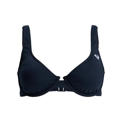 Bügel-Bikini-Top ROXY "Solid Essentials Underwire Dcup", Damen, Gr. L, schwarz (anthrazit), Obermaterial: 85% Polyester, 15% Elasthan., Bikini-Oberteile