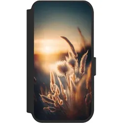 Nivocase Klapphülle für Apple iPhone 14 Pro Handyhülle aus Kunst Leder NIVOflip schwarz Natur Sonne (Apple iPhone 14 Pro), Smartphone Hülle, Schwarz