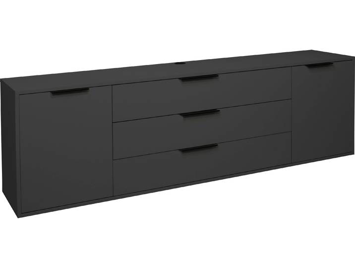 Sideboard MÄUSBACHER Bonnie , grau (anthrazit matt lack), B:216cm H:67cm T:45cm, Sideboards, Sideboard, Modernes Sideboard