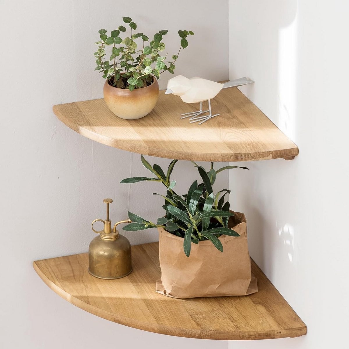 Houten Hoekwandplank voor Keuken, Badkamer of Woonkamer