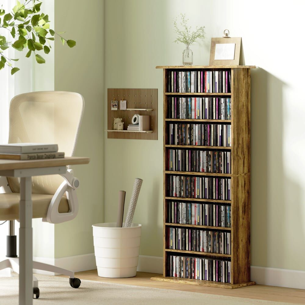 Homcom Rangements cd/dvd 360 cd/185 dvd marron Marron 58x126x24cm