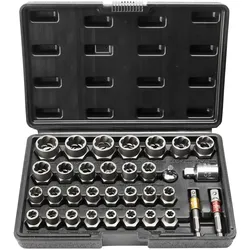VEVOR Bolzenausdreher-Set, 29-teiliges Bolzen- und Muttern-Entferner-Set, 6mm bis 10mm, 10,3mm bis 19,05mm, Auszieh-Steckschlüsselsatz aus CR-MO-Stahl mit Aufbewahrungskoffer, Mutter zum Entfernen