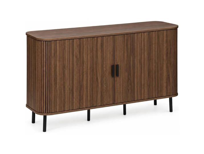 Atmosphera - Buffet Colva 2 portes et 6 compartiments - Effet bois foncé - L 140 x P 40 x H 80 5 cm