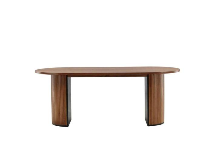 Table à manger ovale en placage de couleur noyer