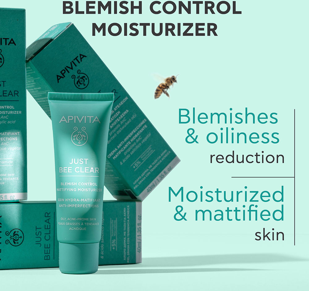 Apivita Just Bee Clear Gel-crème hydratant matifiant anti-imperfections pour peaux grasses 40 ml