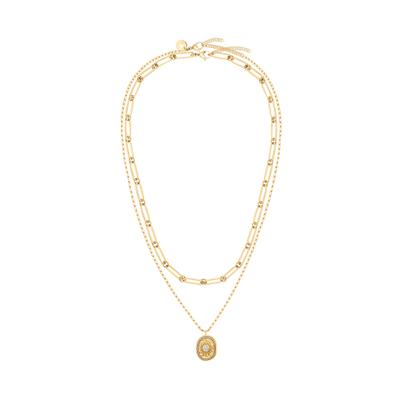 Edelstahlketten-Set TAMARIS, gelbgoldfarben, kristallweiß, Halsketten, Damen, Edelstahl, L: 45 50 B: 4,8mm, mit Zirkonia (synth.), B:4,8mm
