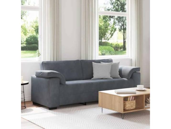 HEFZGDB Dunkelgraues 3-Sitzer-Sofa 178 cm Samt Modernes Relaxsofa mit Samtstoff und Sperrholz-Armlehnen für Wohnzimmer Schlafzimmer Arbeitszimmer und Empfangsbereich Hochwertiges