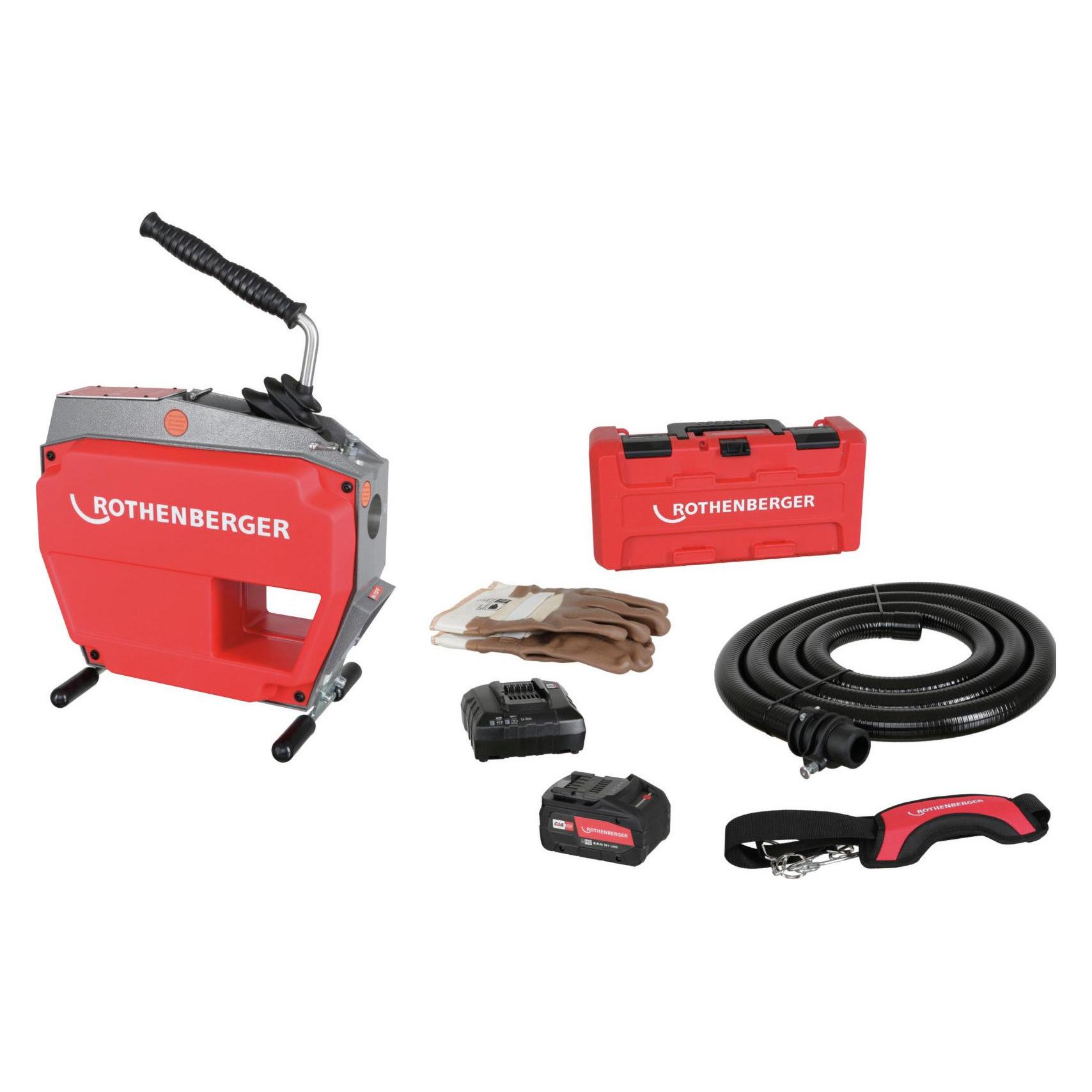 Rothenberger Akkurohrreinigungsmaschine R600 VarioClean f.Rohr-D.20-150mm 18 V 8 Ah (1000003372)
