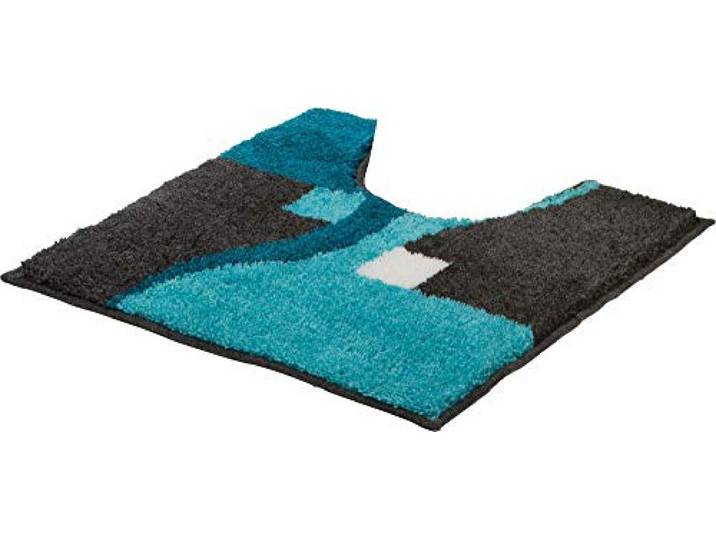 Erwin Müller WC-Umrandung Athen rutschhemmend türkis Größe 50x50 cm - kuscheliger Hochflor, für Fußbodenheizung geeignet