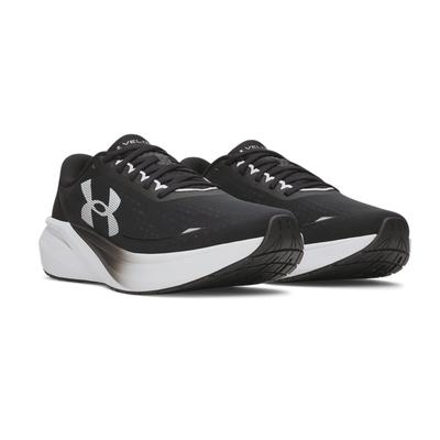 Laufschuh UNDER ARMOUR "UA VELOCITI PACE", Herren, Gr. 43, schwarz-weiß (schwarz, weiß, weiß), Synthetik, Textil, Schuhe Laufschuh, für regelmäßiges Lauftraining mit leichtem, schnellem Laufgefühl