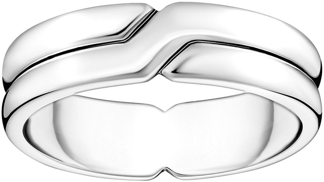 Fingerring THOMAS SABO "Gekreuztes Silberring-Duo" Gr. 62, silber (silberfarben), Fingerringe, Damen, 62, Silber 925 (recycelt), 6mm, Fingerring