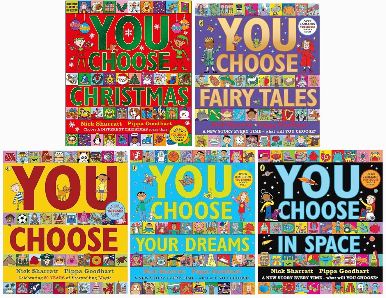 Puffin You Choose Series 5 Books Children's Collection Set by Pippa Goodhart and Nick Sharratt (You Choose, Dreams, Fairy Tales, Space, Christmas)