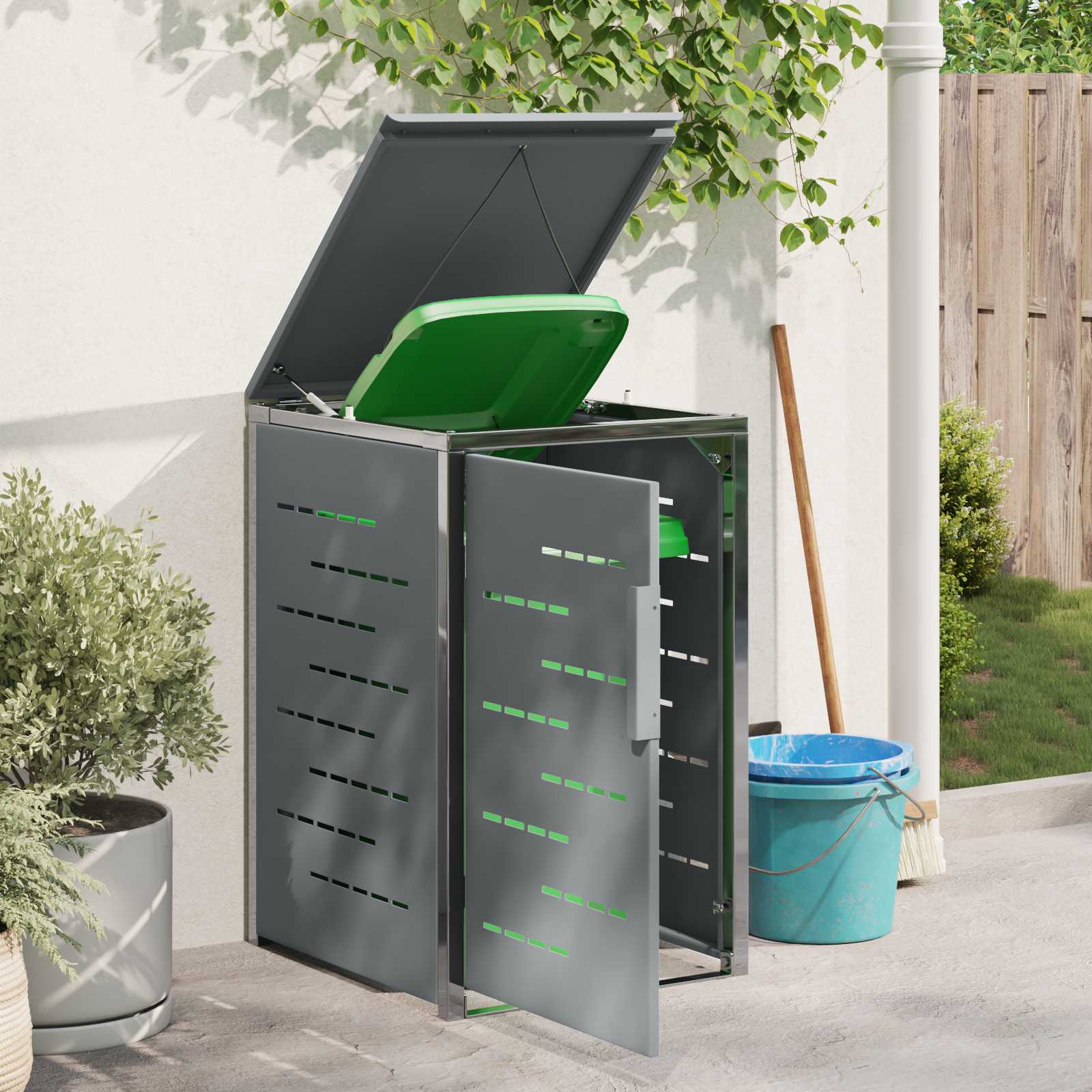 vidaXL Stockage de bac à déchets pour 1 bac 240L Gris