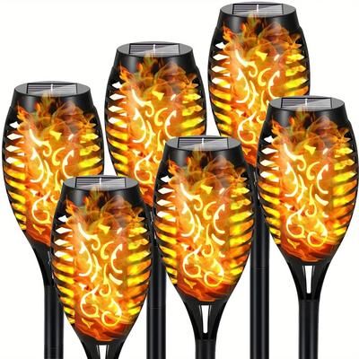 Inspire Curations Solar Flame Torch Lights Outdoor Solar Flame Lights With Waterproof LED Flicker For Garden & Yard 6pcs