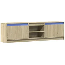 Helloshop26 - Media TV-Möbel Fernsehregal Anrichte Fernsehtisch Esszimmer Wohnzimmer Schlafzimmer mit LED Sonoma-Eiche 180 x 34 x 50 02_0026490