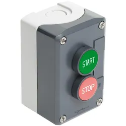 Schneider Electric XALD215 Aufbaugehäuse, Harmony XALD, Kunststoff, dunkelgrau, 2 Drucktaster, grün, rot, START, STOP, 22mm, 1S+1Ö