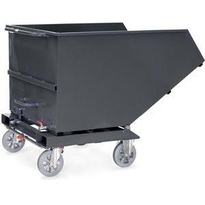 Fetra Kippbehälter Muldenkipper 4704A, für Stapler, für Späne, 0,8 m³, anthrazit, 800 kg, mit Rollen