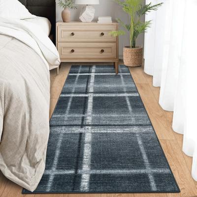 Garvee Modern Distressed Linear Plaid Area Rug