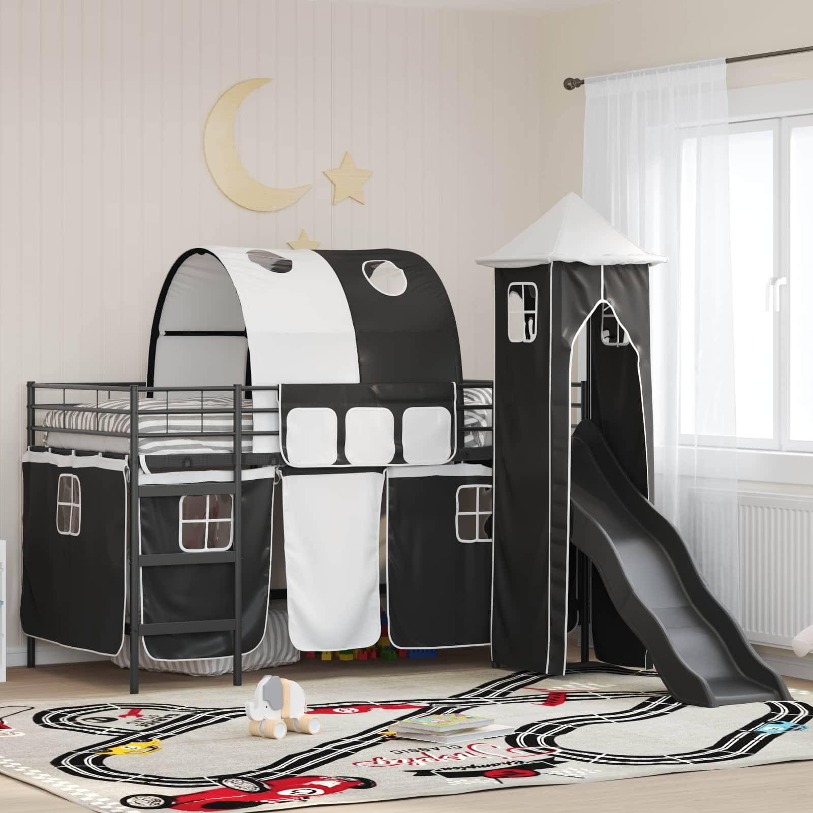 Maison Exclusive - Kinder Etagenbett Gestell Schwarz 90 x 200 cm Metall