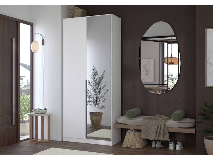 Armoire Avena avec Miroir 91cm Blanc/Blanc alpin