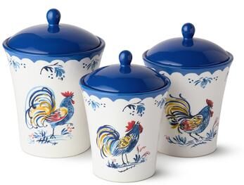 "Certified International French Rooster 3 Piece Canister Set - 7.25""L x 7.25""W x 10.25""H"