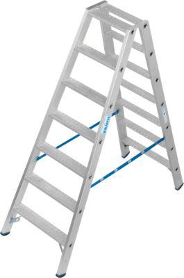 KRAUSE STABILO Doppelleiter R13 2x7 Stufen, 80 mm Lochbild selbstreinigend, hochfeste Alu-Gelenke, SafetyCap