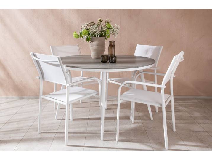Garten Essgruppe Celine – 5-teiliges Gartenmöbel-Set in Weiß - 5-teilig - Luxusbetten24