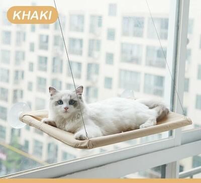 Inspired Finds Washable Cat Window Hammock Suction Cup Hanging Bed For Indoor Cats khaki