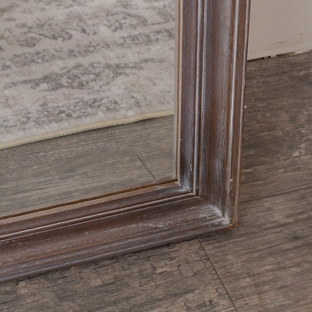 Slim Arched Washed Wooden Framed Leaner Mirror - 50cm x 140cm Wood, Metal, Glass