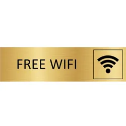 CombiCraft Aluminium Türschild Gold Free Wifi 165x45mm mit 3M-Tape