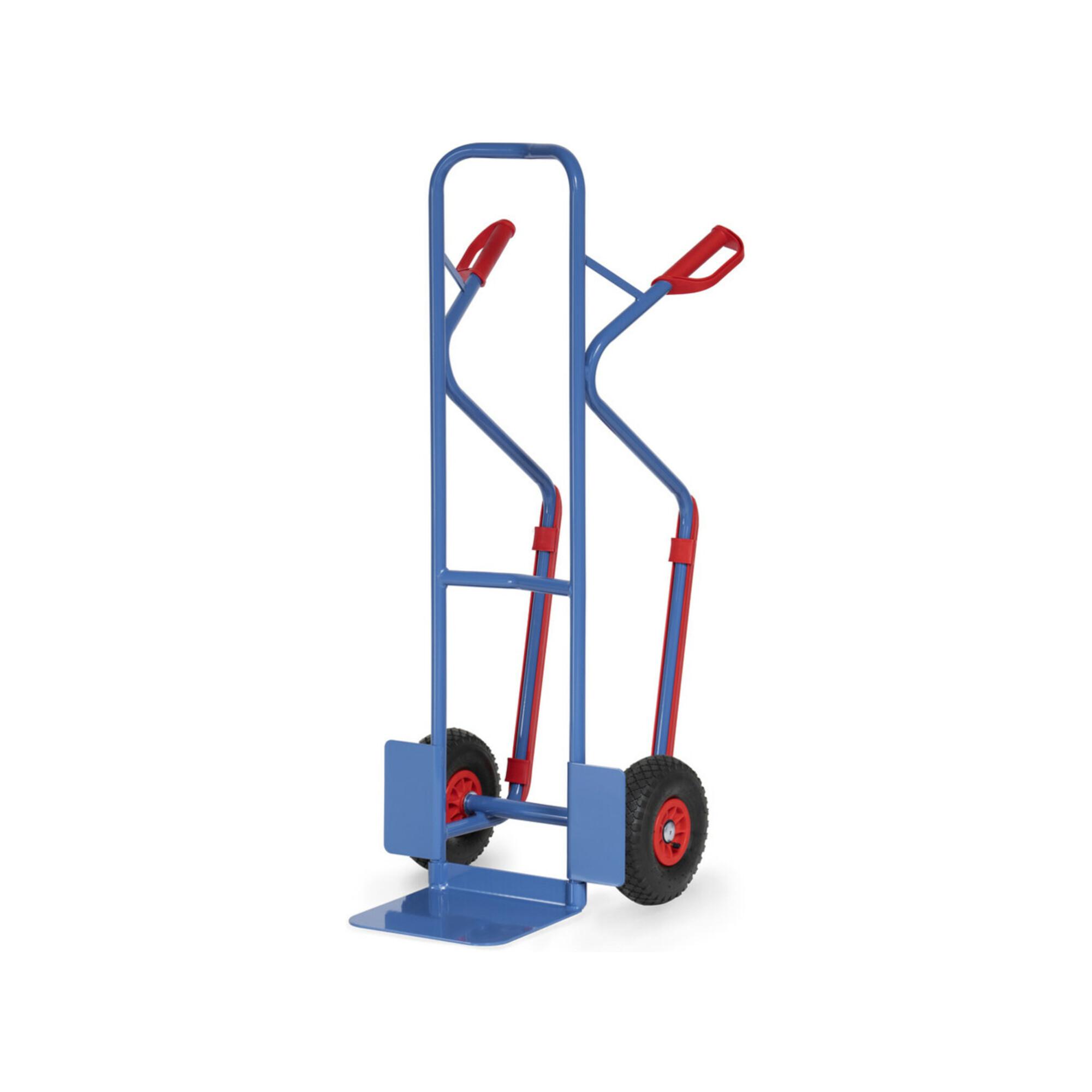 fetra Stapelkarre H.1300mm Schaufel-L250xB320mm Luft-Bereifung Trgf.300kg blau (B1330L)