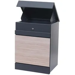 Mendler Paketkasten HWC-K41, Paketbox Paketfach Paketstation Briefkasten, Metall ~ verzinkt anthrazit-Holzoptik