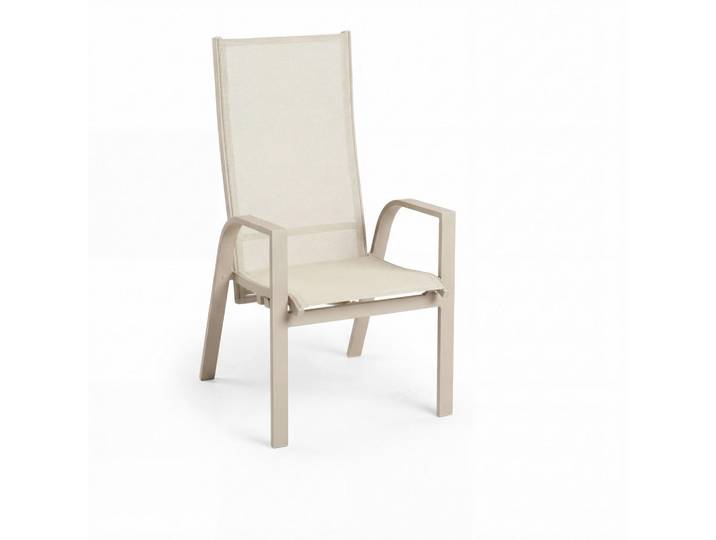 Tierra Outdoor Stapelstuhl, Champagner, Metall, Textil, eckig, 65x112x62 cm, stapelbar, wetterbeständig, geeignet für Balkon, Gartenmöbel, Gartenstühle, Gartenstühle stapelbar