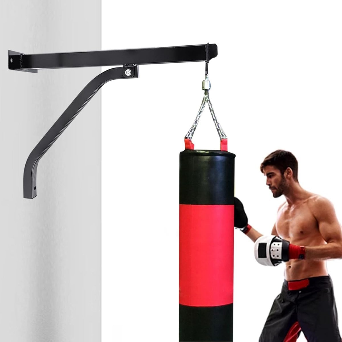 Zwarte Bokszak Hanger Wandsteun voor Krachttraining met 150kg Draagkracht - 39.5 x 50 cm