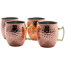 AcMax 4 Becher Set - Moscow Mule Kupferbecher gehämmert Cocktail Tasse mit Hammerschlag