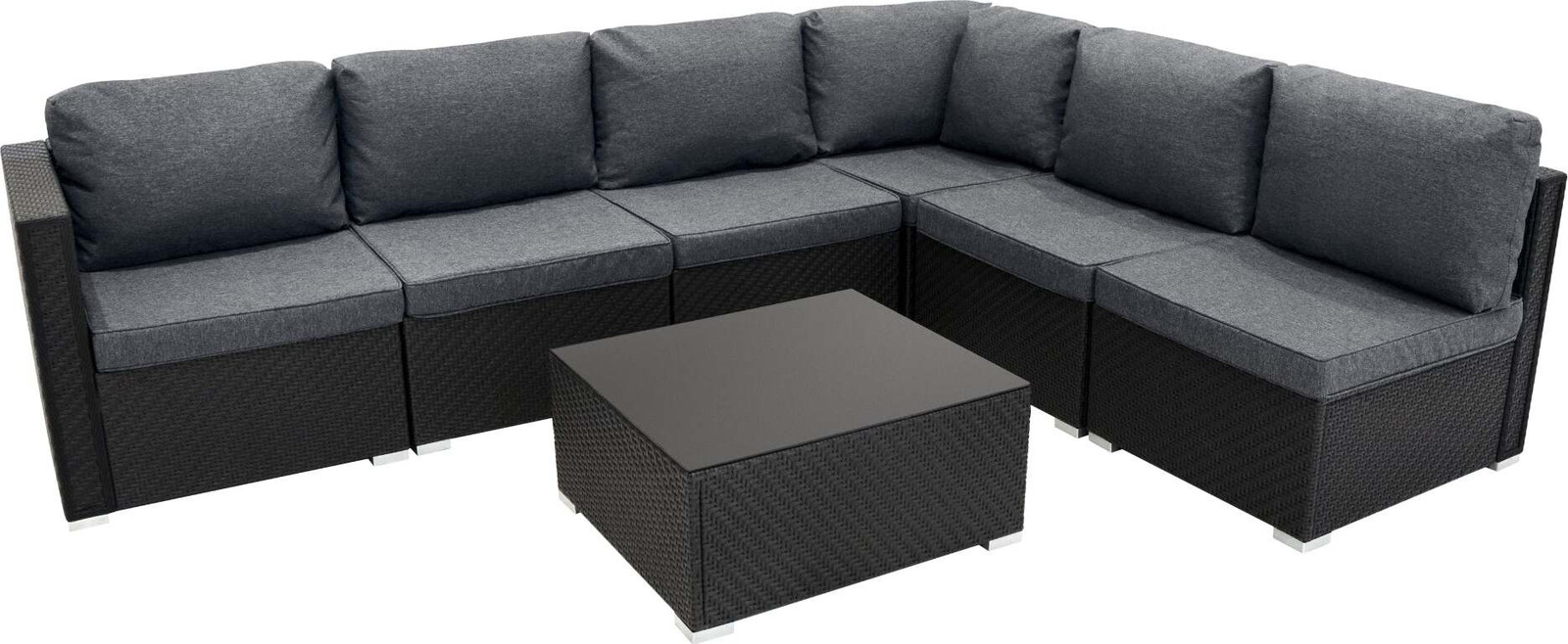 Monster Shop Rieten modulaire meubelsset, 7-delig, zwart