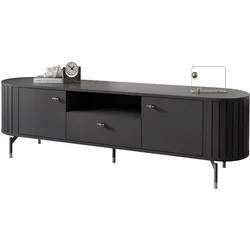 TV-LOWBOARD geriffelt, mit Schublade, Schwarz