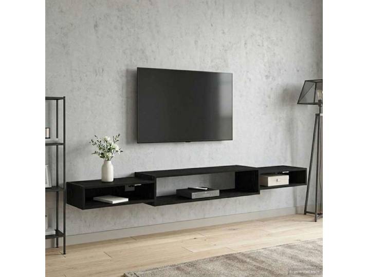 Meuble tv - meuble hi-fi Vidaxl Meuble TV mural Montage mural Chêne noir 220 x 28 x 21 cm