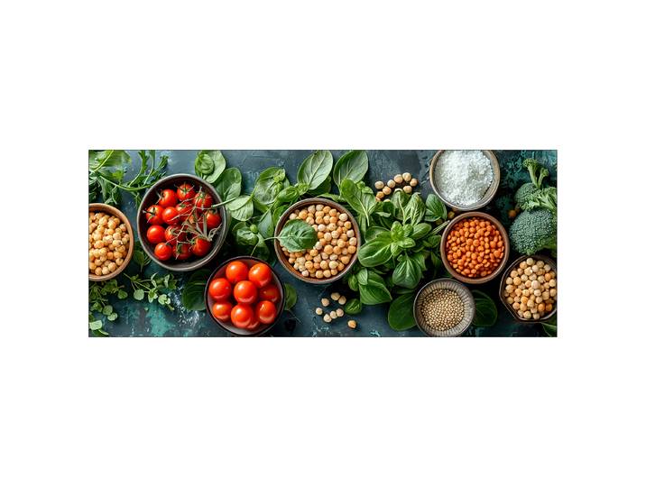 Tableau verre Chickpeas And Tomatoes Verre flotté Vert/Marron/Rouge 125 x 50 x 1cm