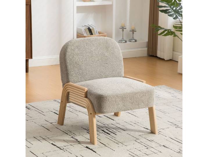 Fauteuil de salon - Style Scandinave Moderne - Pieds en Bois Massif - 62x73x77cm Gris