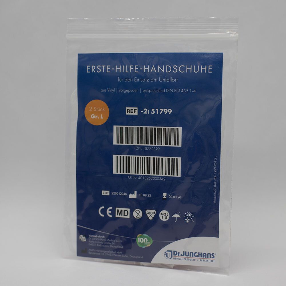 Handschuhe Erste-Hilfe Vinyl Gr.L 1 Paar 2 St