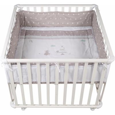 Laufgitter ROBA "Indibär, 100x100 cm", Baby, weiß, Laufställe Laufgitter, mit Stoffeinlage und Nestchen