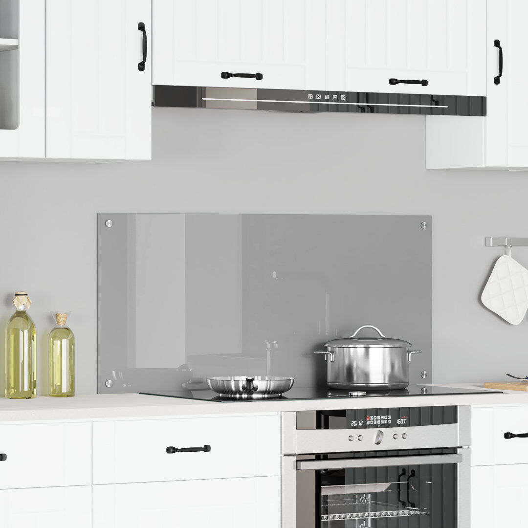 Belfry Kitchen Kitchen Backsplash Tempered Glass Black 50 x 120 cm
