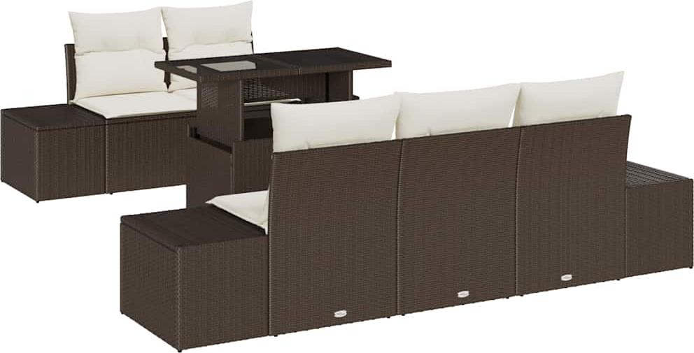 vidaXL Garten-Sofa-Set 6 stk. Braun und Creme