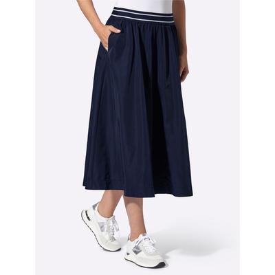 Schlupfrock HEINE, Damen, Gr. 34, blau (marine), 100% Polyester, unifarben, wadenlang, Röcke