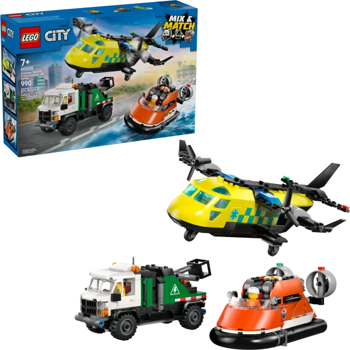 LEGO City 60505 Kombinationsset mit Flugzeug, Wartungsfahrzeug und Luftkissenboot